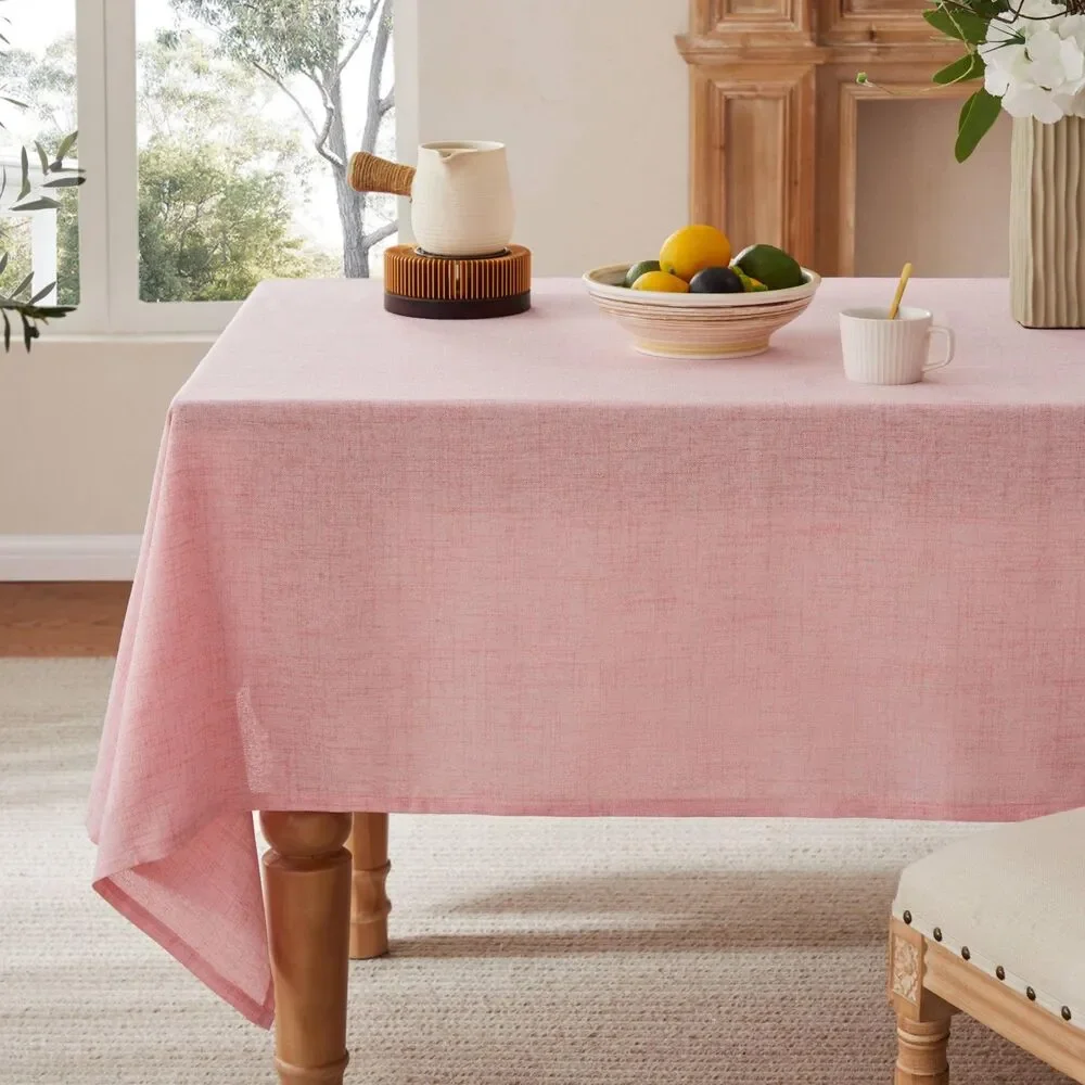 60x120 Inch Cotton Blend Tablecloth for Rectangle Table (Pink)